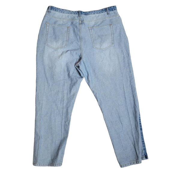 Nasty Gal Jeans Size 16 2 Sides To Every Story 2-Tone Blue Denim High-Rise - Picture 2 of 3